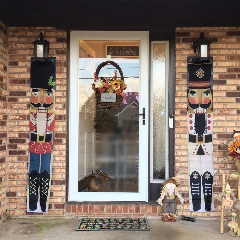 1 Pair Christmas Nutcracker Door Front Porch Holiday Decor Banners Set